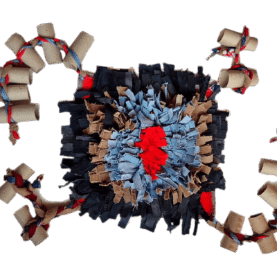 Snuffelmat  spijker-/ribstof blauw/beige/grijs M