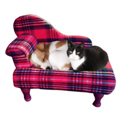 .Chaise longue bank geruite plaidstof